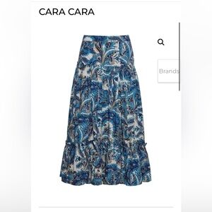 CARA CARA blue paisley Tiered Midi Skirt size 2